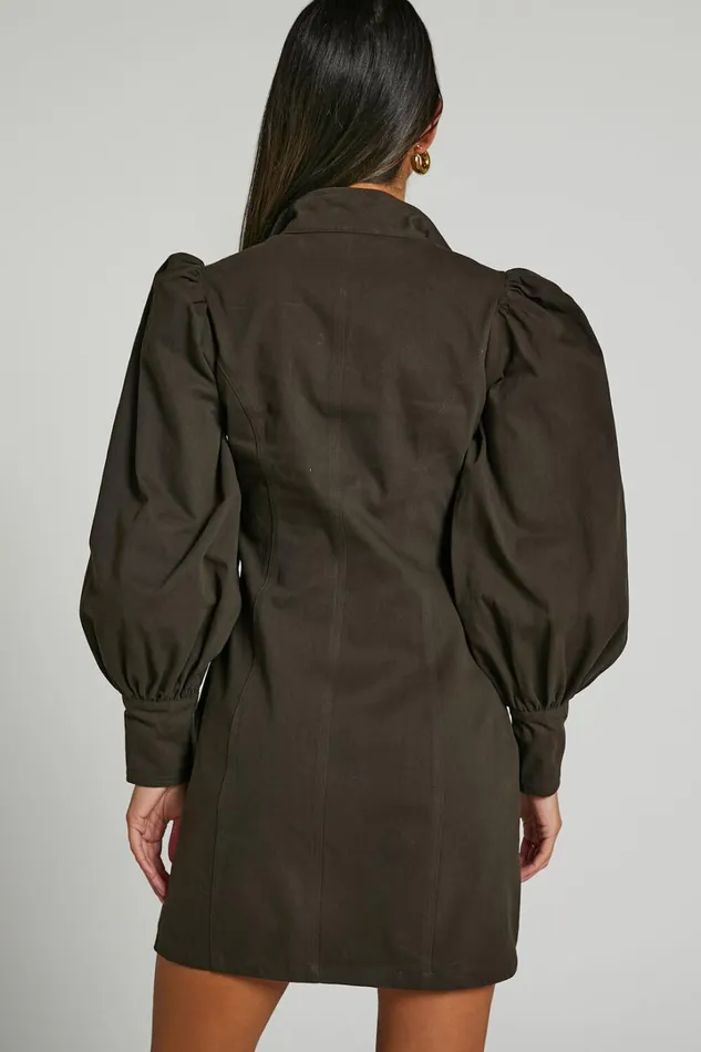 Tallis Mini Dress 8211 Sleeve Zip Front Dress In Dark Charcoal Women Showpo Curve Clothes