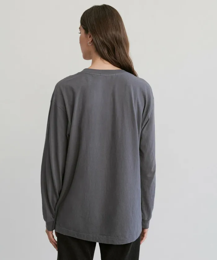 Tees and Tanks Women Jenni Kayne LongSleeve Vintage Pocket Tee Charcoal