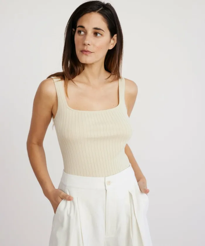Tees and Tanks Women Jenni Kayne Square Rib Tank Cream