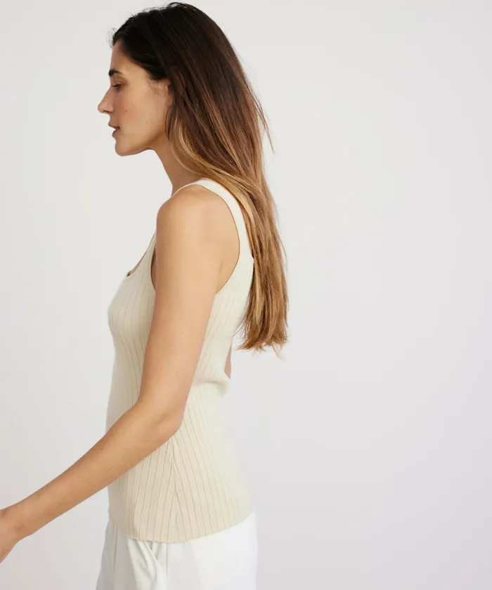 Tees and Tanks Women Jenni Kayne Square Rib Tank Cream