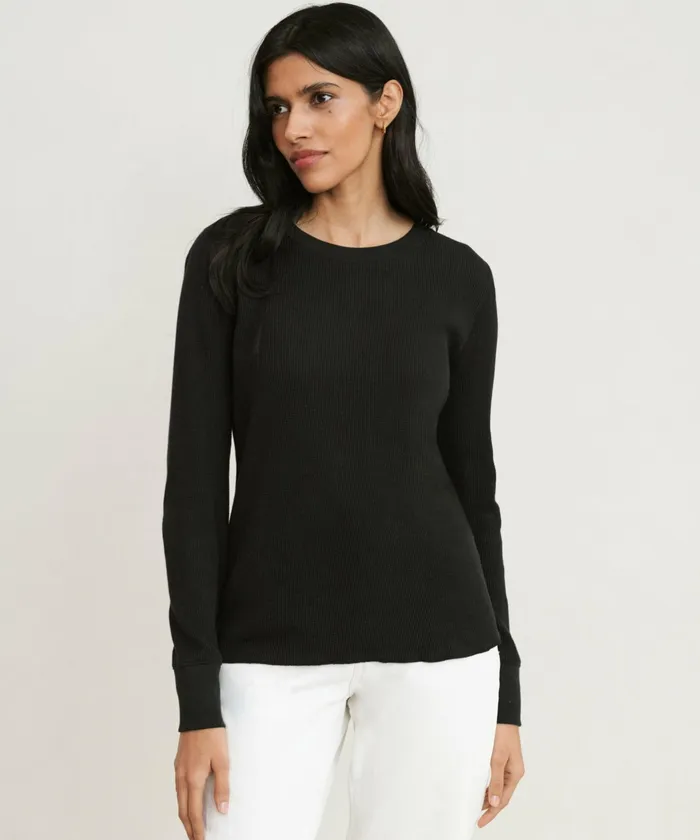 Tees and Tanks Women Jenni Kayne Thermal LongSleeve Black