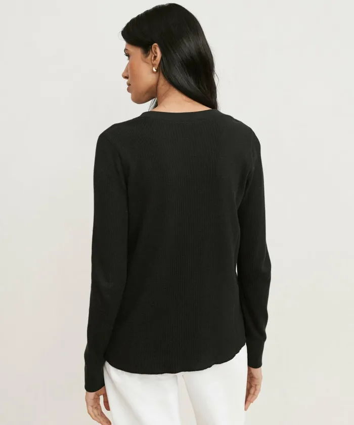 Tees and Tanks Women Jenni Kayne Thermal LongSleeve Black