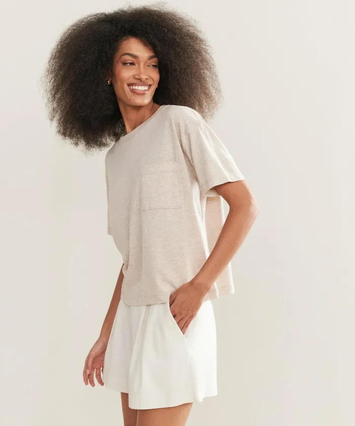 Tees and Tanks Women Jenni Kayne Vintage Pocket Tee Oatmeal