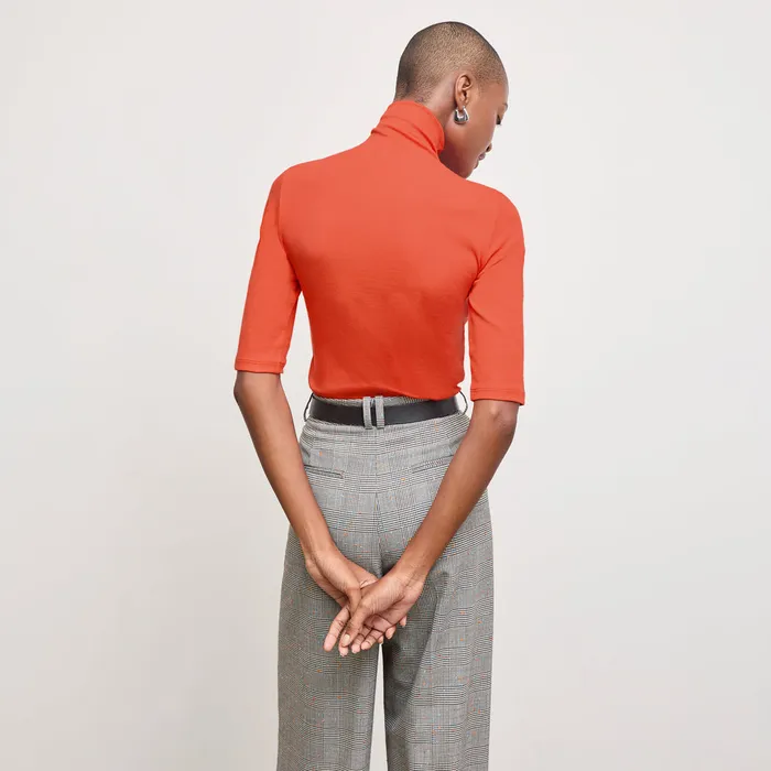 The Jax Turtleneck Tee 8211 Organic Ribbed Pima Cotton Marmalade Women TShirts M M LaFleur