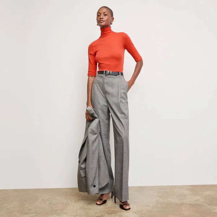 The Jax Turtleneck Tee 8211 Organic Ribbed Pima Cotton Marmalade Women TShirts M M LaFleur