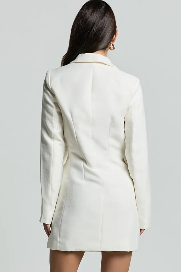 Tiana Mini Dress 8211 Double Breasted Collared Jacket Dress In Ivory Women Showpo Dresses