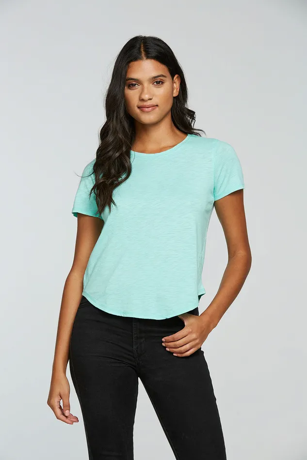 Tops Chaser Brand Womens Gauze Jersey Short Sleeve Hi Lo Shirttail Tee