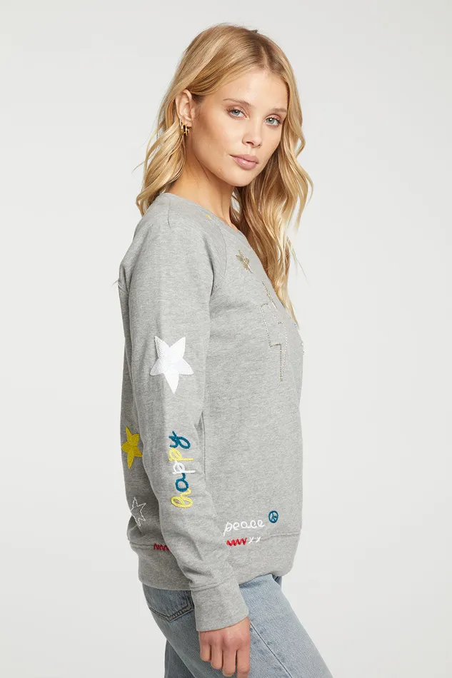 Tops Chaser Brand Womens Happy Peace
