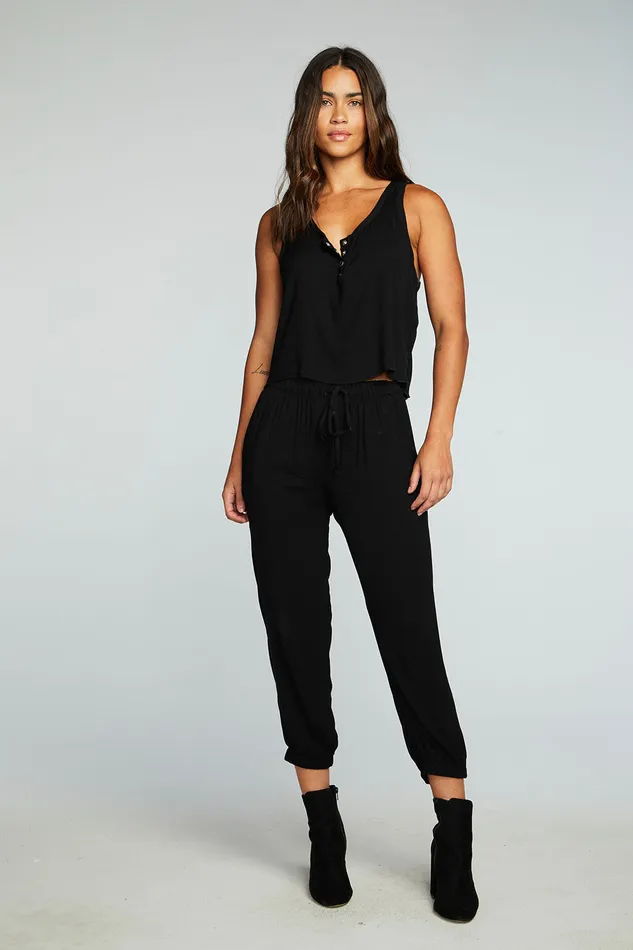 Tops Chaser Brand Womens Heirloom Wovens Cropped Snap Front Racerback Henley