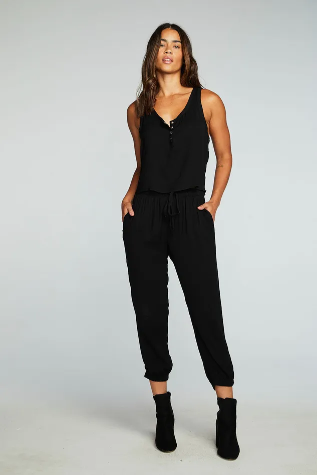 Tops Chaser Brand Womens Heirloom Wovens Cropped Snap Front Racerback Henley
