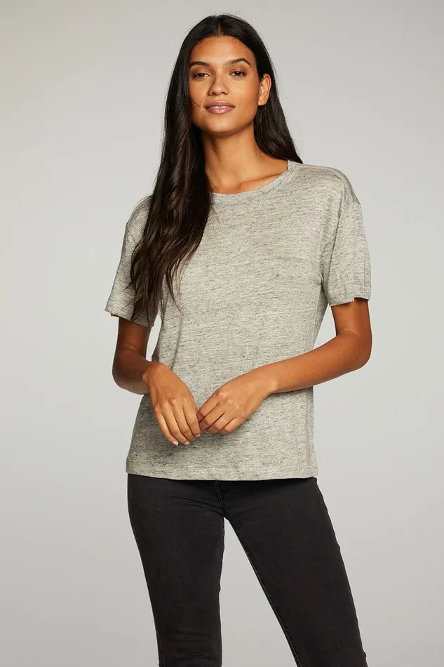 Tops Chaser Brand Womens Linen Jersey Short Sleeve Crew Neck Easy Tee