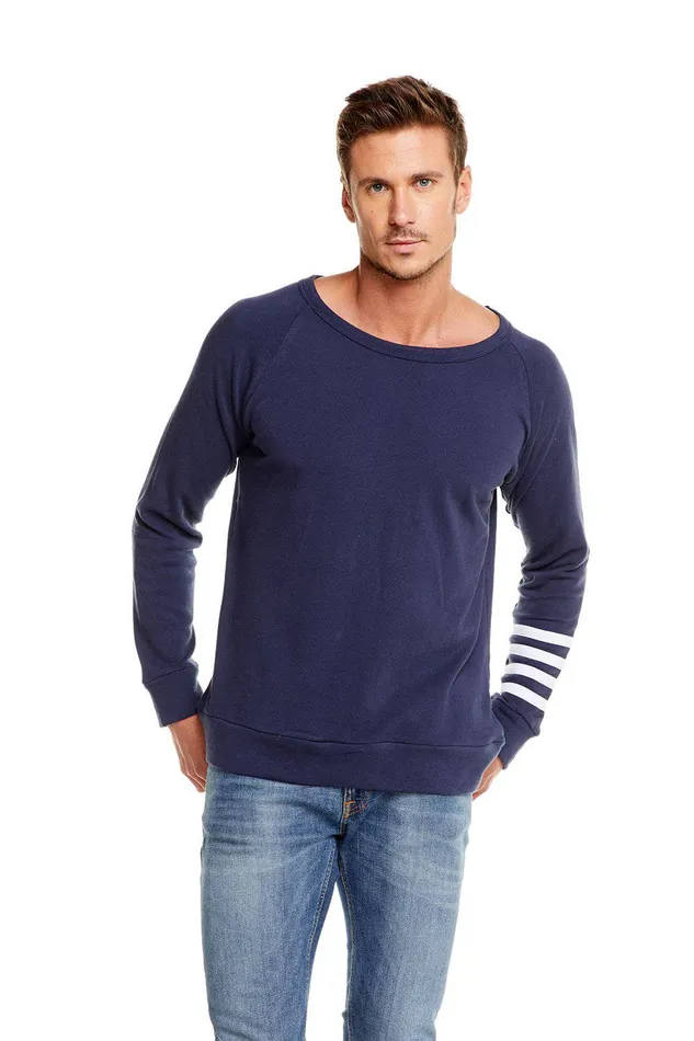 Tops COTTON FLEECE LS CREW NECK RAGLAN PULLOVER W CONTRAST STRAPPINGS 8211 Chaser Brand Mens