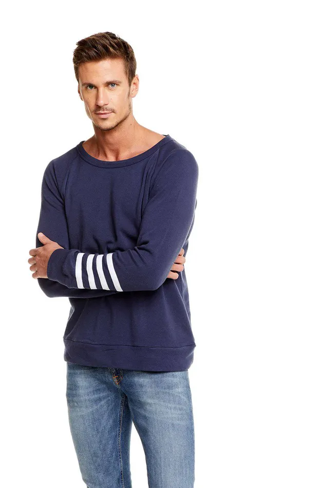 Tops COTTON FLEECE LS CREW NECK RAGLAN PULLOVER W CONTRAST STRAPPINGS 8211 Chaser Brand Mens