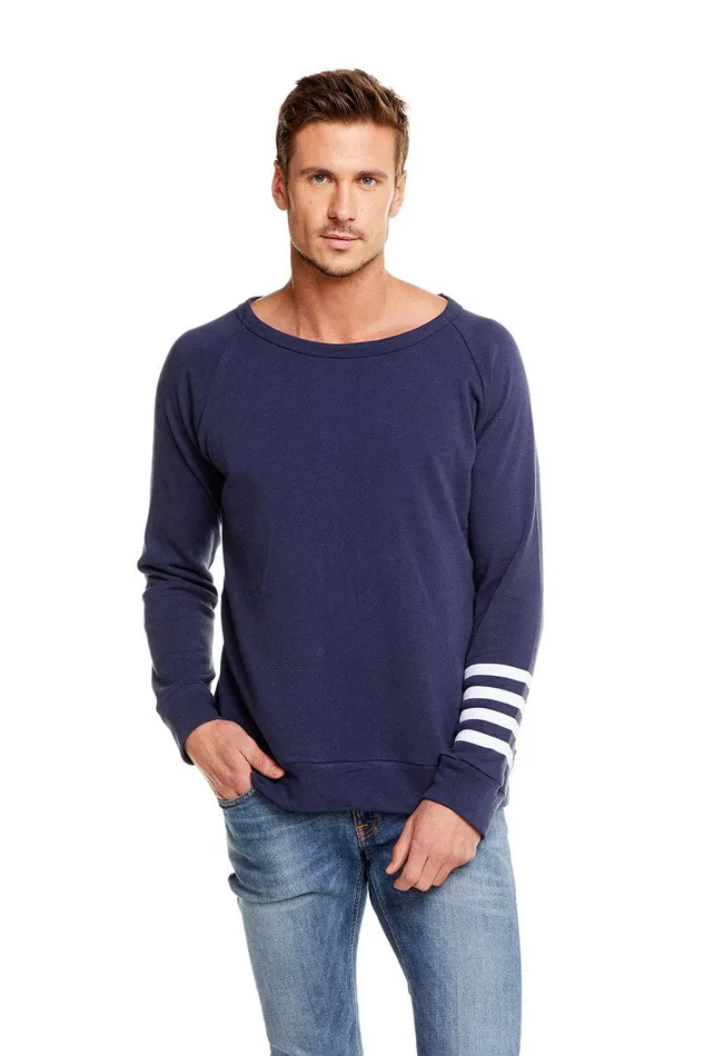 Tops COTTON FLEECE LS CREW NECK RAGLAN PULLOVER W CONTRAST STRAPPINGS 8211 Chaser Brand Mens