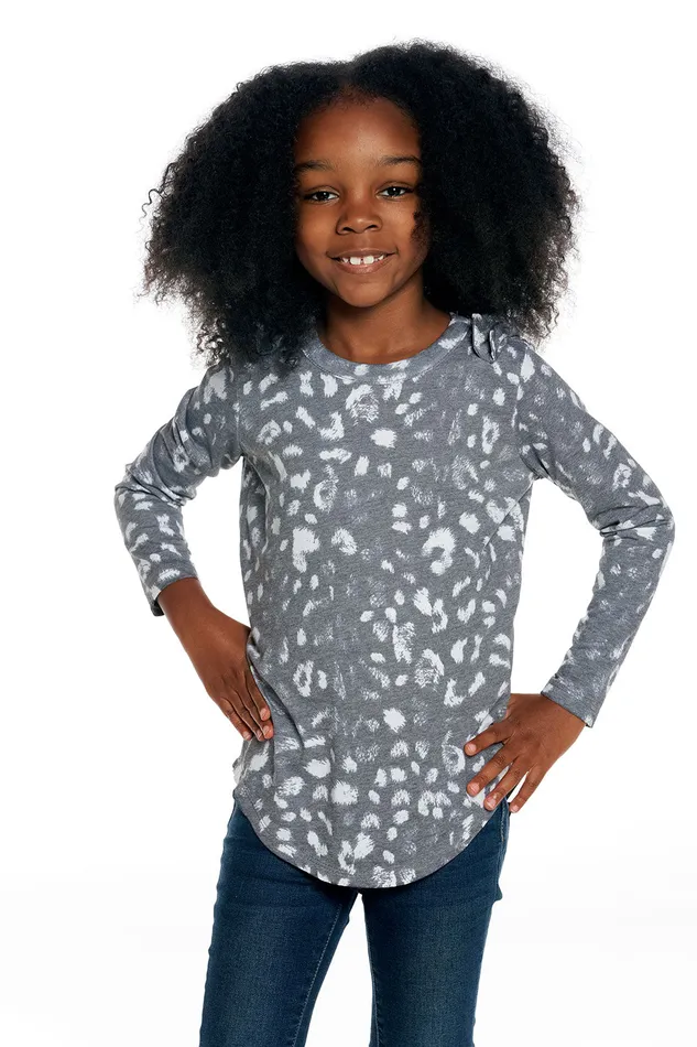 Tops Girls Chaser Brand rPET Vintage Jersey Bow Shoulder Long Sleeve Shirttail Tee Tops Girls Chaser Brand rPET Vintage Jersey Bow Shoulder Long Sleeve Shirttail Tee