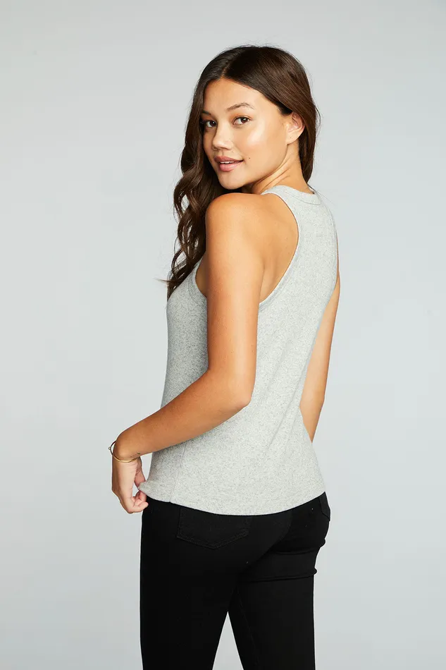 Tops Linen Rib High Neck Racer Tank 8211 Chaser Brand Womens