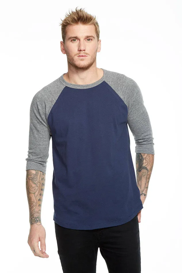Tops Mens Chaser Brand BLOCKED 34 RAGLAN TEE