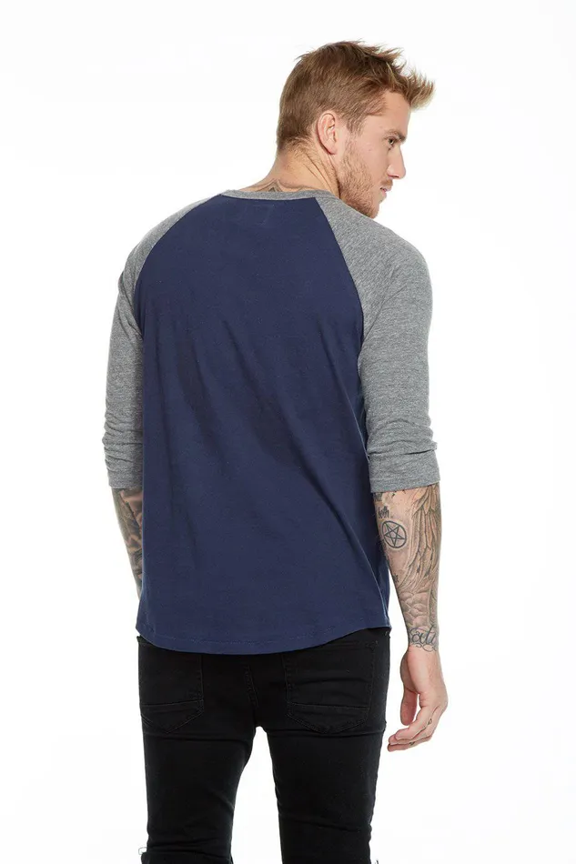 Tops Mens Chaser Brand BLOCKED 34 RAGLAN TEE