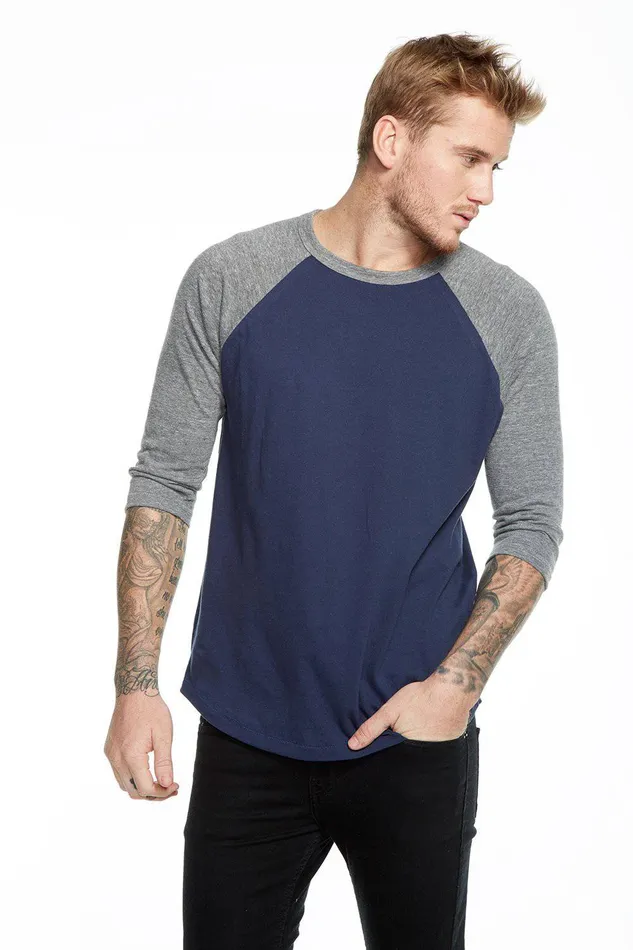 Tops Mens Chaser Brand BLOCKED 34 RAGLAN TEE