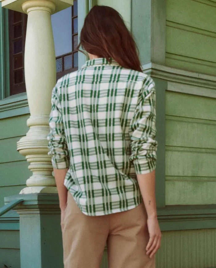 Tops Women039s The Great The Harbor Shirt Bright Green Pioneer Plaid