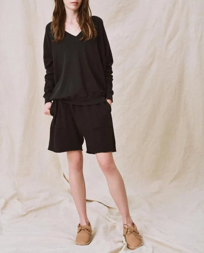 Tops Women039s The Great The VNeck Sweatshirt Almost Black