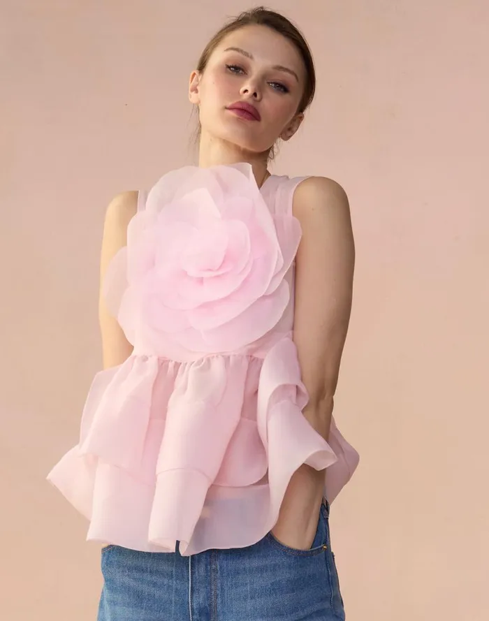 Tops Women Cynthia Rowley Chloe Organza Flower Top