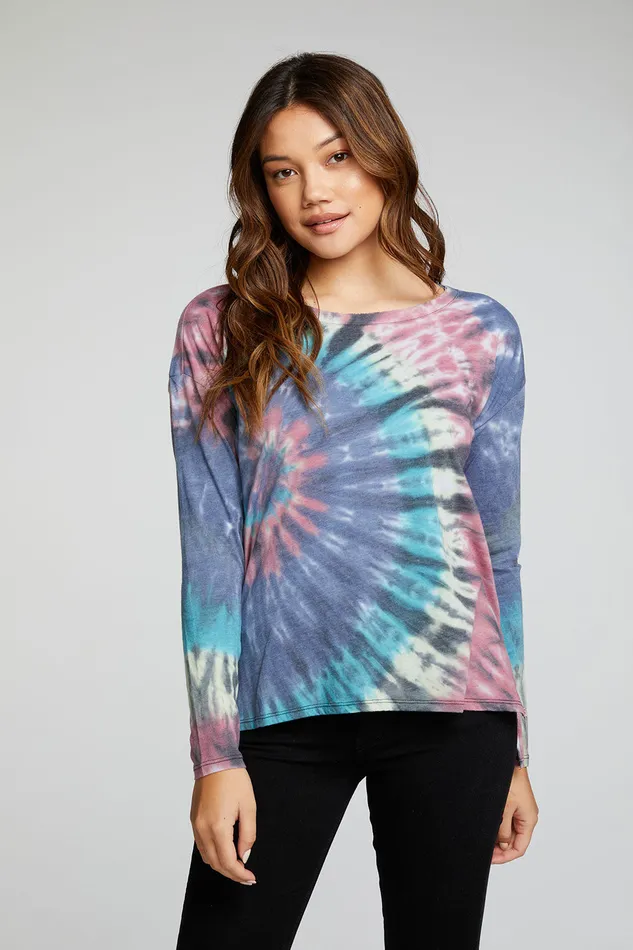 Tops Womens Rpet Vintage Jersey Long Sleeve Drop Shoulder Hi Lo Boxy Tee Chaser Brand