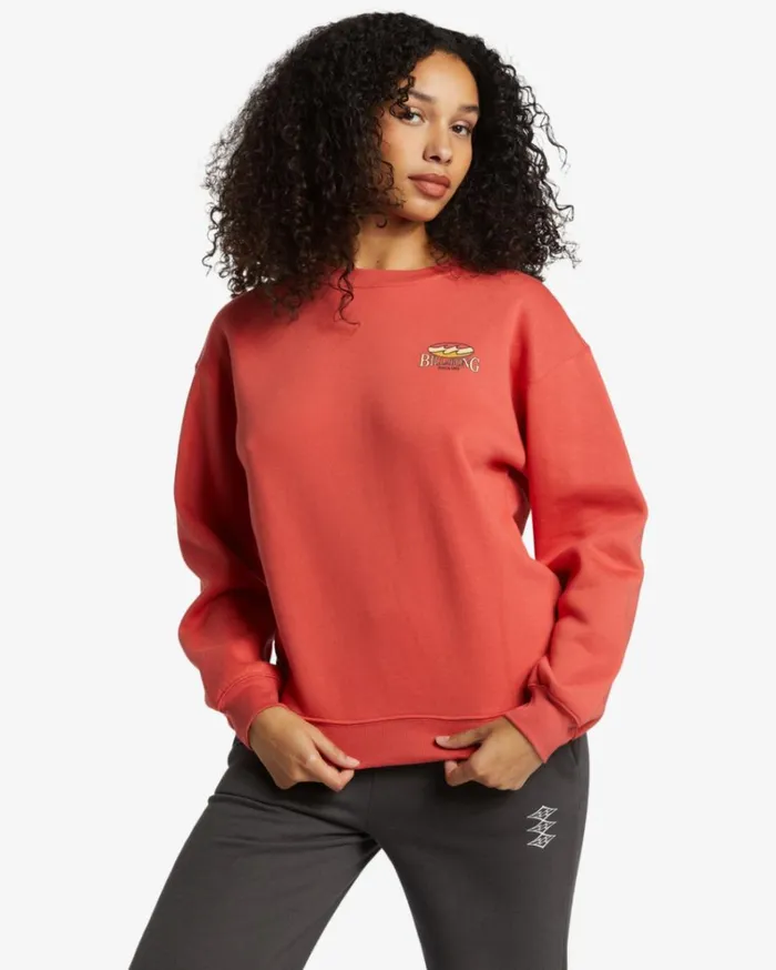 Tricolor Hibiscus Sweatshirt Red Rock Women Billabong Sweatshirts and Fleece