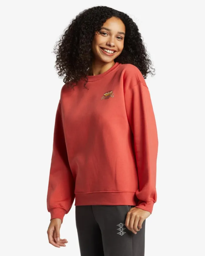Tricolor Hibiscus Sweatshirt Red Rock Women Billabong Sweatshirts and Fleece