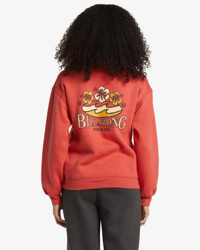 Tricolor Hibiscus Sweatshirt Red Rock Women Billabong Sweatshirts and Fleece