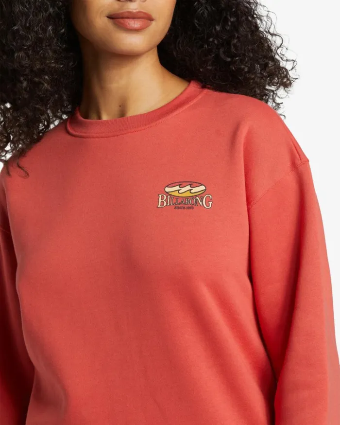 Tricolor Hibiscus Sweatshirt Red Rock Women Billabong Sweatshirts and Fleece