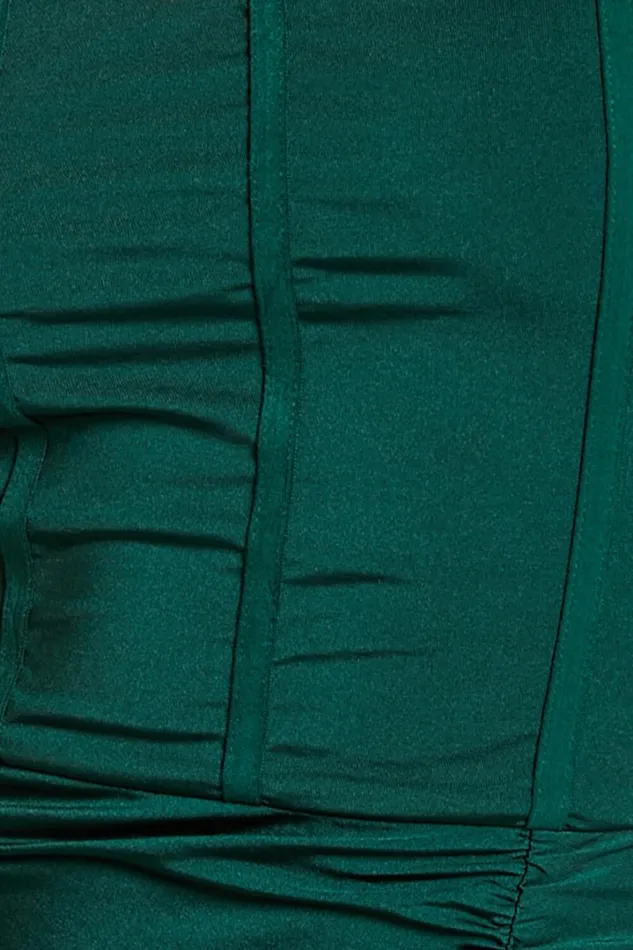 Trinah Midi Dress 8211 Corset Thigh Split Dress In Emerald Women Showpo Curve Clothes