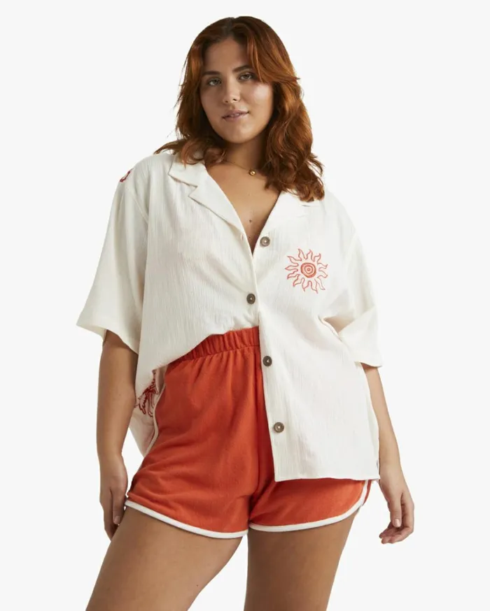 Tropical Summer Shirt Hawaiian Shirt Salt Crystal Women Billabong Tops