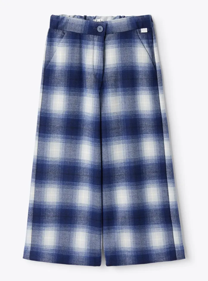 Trousers And Leggings Girl 216 Il Gufo Checked Technowool Palazzo Pants