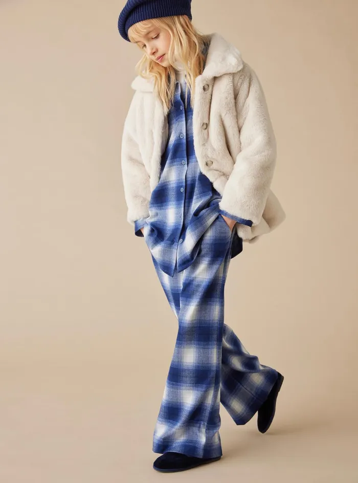 Trousers And Leggings Girl 216 Il Gufo Checked Technowool Palazzo Pants