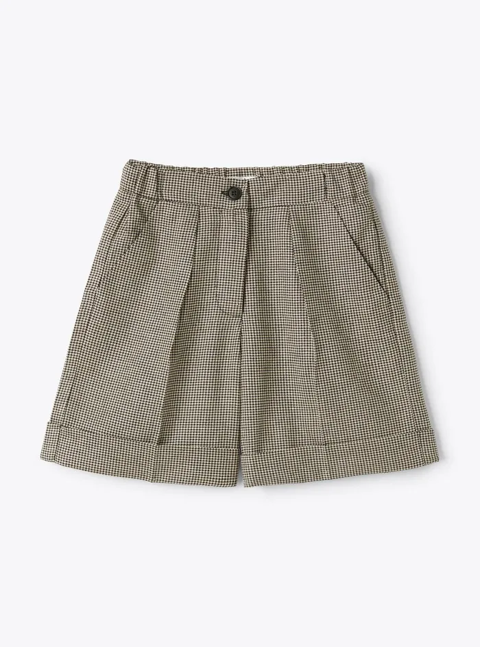 Trousers And Leggings Girl 216 Il Gufo Lurex Houndstooth Bermuda Shorts