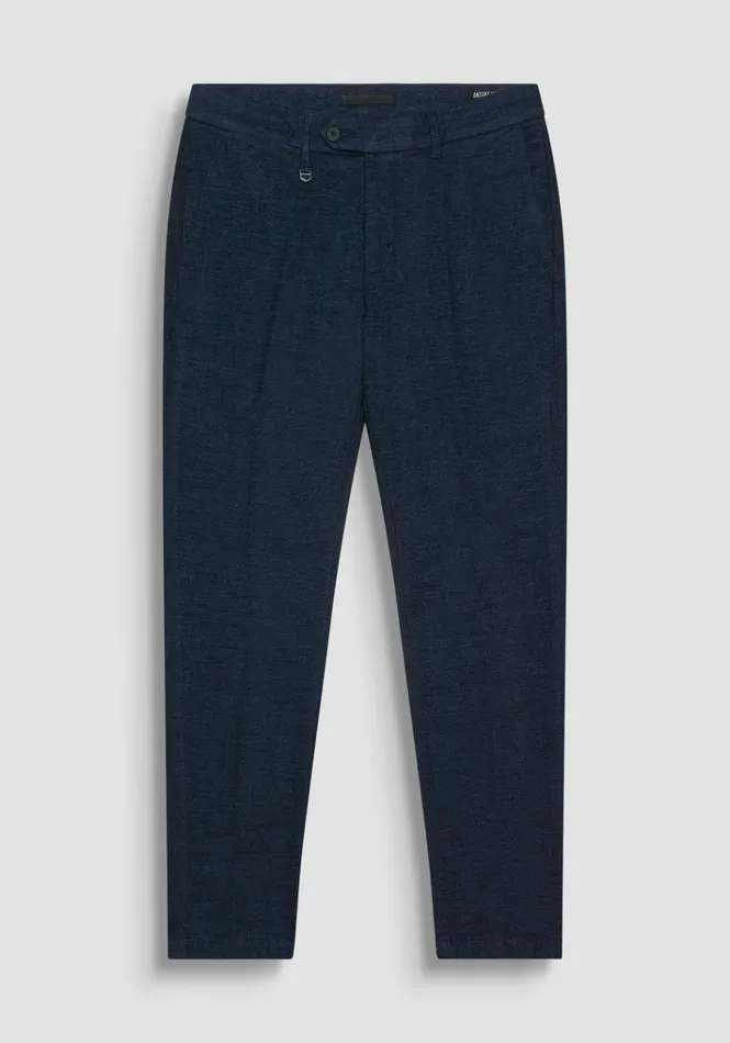Trousers Men Antony Morato Bryan Skinny Fit Trousers In Blue Elastic Viscose Blend Fabric Blue Ink Trousers Men Antony Morato Bryan Skinny Fit Trousers In Blue Elastic Viscose Blend Fabric Blue Ink
