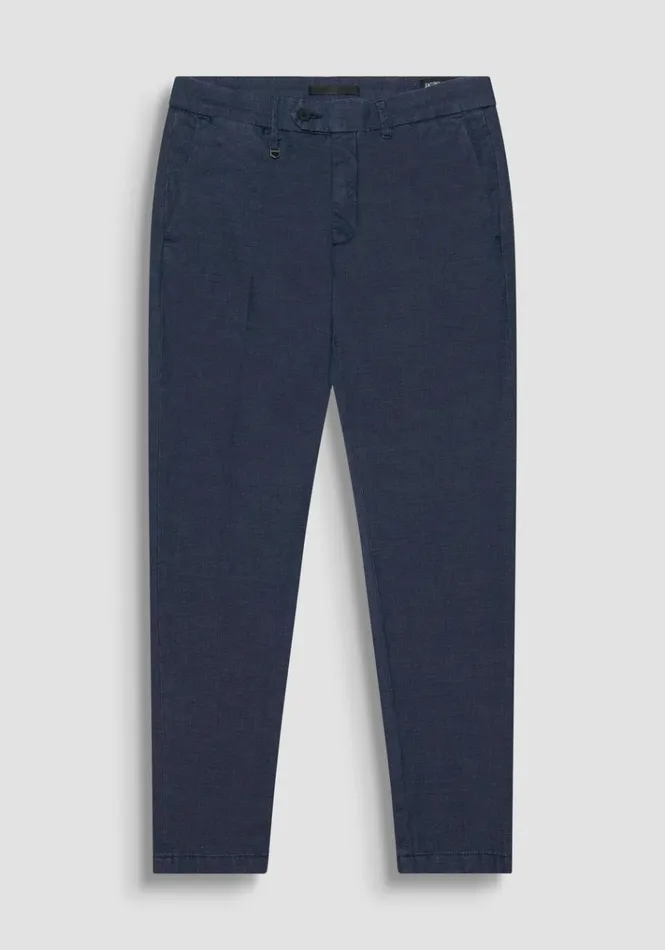 Trousers Men Antony Morato Bryan Skinny Fit Trousers In Blue Stretch Cotton Blend Blue Ink