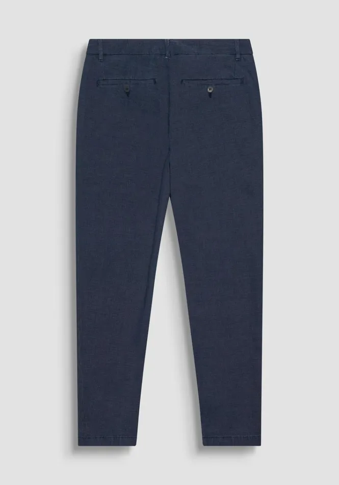 Trousers Men Antony Morato Bryan Skinny Fit Trousers In Blue Stretch Cotton Blend Blue Ink