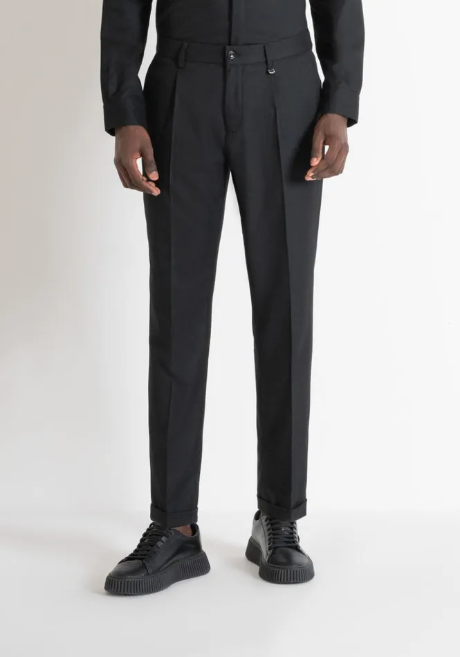 Trousers Men Antony Morato Carrot Fit 034Gustaf034 Black Trousers In Viscose Black