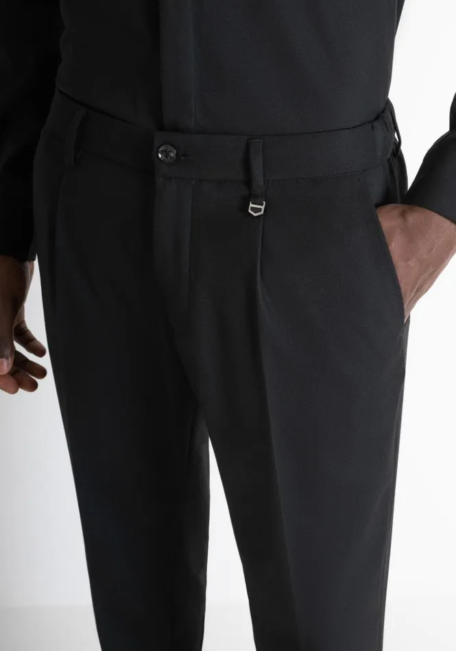Trousers Men Antony Morato Carrot Fit 034Gustaf034 Black Trousers In Viscose Black