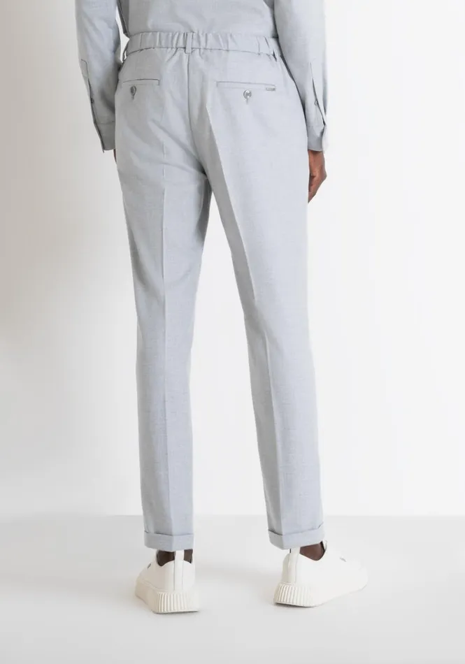 Trousers Men Antony Morato Carrot Fit 034Gustaf034 Trousers In Grey Melange Viscose Blend Grey Melange