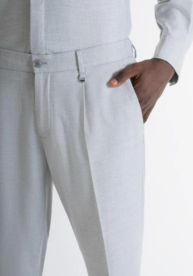 Trousers Men Antony Morato Carrot Fit 034Gustaf034 Trousers In Grey Melange Viscose Blend Grey Melange