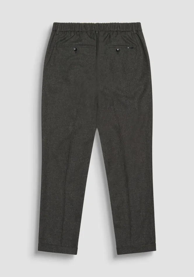 Trousers Men Antony Morato Gustaf Carrot Fit Trousers In Stretch Viscose Blend Fabric Dark Olive Green