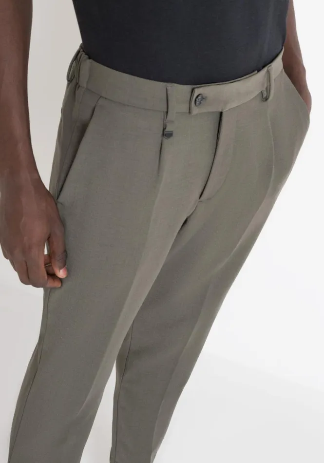 Trousers Men Antony Morato Regular Fit 034Luis034 Green Trousers In Wool Blend Army Green