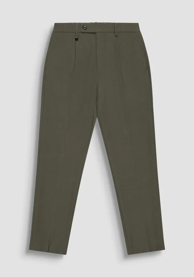 Trousers Men Antony Morato Regular Fit 034Luis034 Green Trousers In Wool Blend Army Green