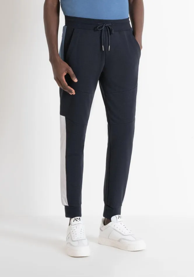 Trousers Men Antony Morato Regular Fit Cotton Blend Sweatpants With Contrasting Bands Blue Ink Trousers Men Antony Morato Regular Fit Cotton Blend Sweatpants With Contrasting Bands Blue Ink