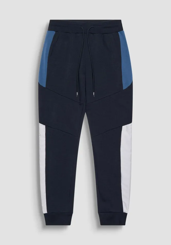 Trousers Men Antony Morato Regular Fit Cotton Blend Sweatpants With Contrasting Bands Blue Ink
