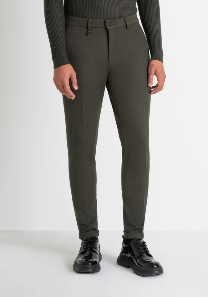Trousers Men Antony Morato Super Skinny Fit 034Ashe034 Trousers In Viscose Blend Dark Olive Green Trousers Men Antony Morato Super Skinny Fit 034Ashe034 Trousers In Viscose Blend Dark Olive Green