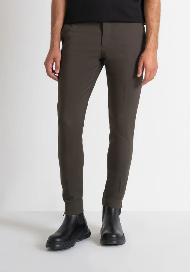 Trousers Men Antony Morato Thom Skinny Fit Stretch Cotton Blend Trousers Dark Olive Green Trousers Men Antony Morato Thom Skinny Fit Stretch Cotton Blend Trousers Dark Olive Green